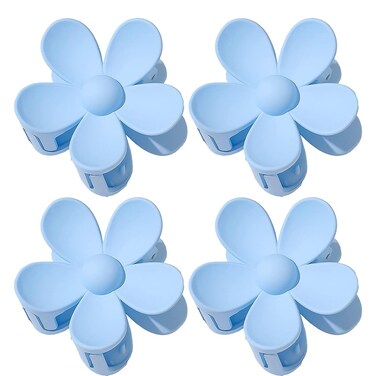 4 Pcs Blue Hair Claw Clips - Large Floral Hair Clips, Strong Hold for Women Thin Hair &amp; Thick Hair