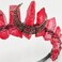 Bubbmi Red Raw Crystal Crown Headband, Natural Quartz Rhinestone Tiara Headpiece for Women Girls Christmas Party Photography Prop