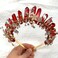 Bubbmi Christmas Red Raw Crystal Headband with Pearl Rhinestone, Handmade Tiara Crown Quartz Rhinestone Headwear for Bride Women Girls (RED)