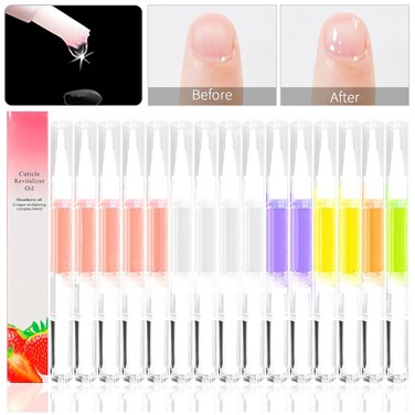 15pcs Cuticle Oil Pens Gel,Nail Oil Pen Nail Nourishment Polish for Nails Moist and Treatment,10Kinds of Fruity Smell Cuticle Revitalizer Oil Pen with Soft Brush,Nail Oil Manicure Repair The Cuticle