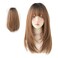 Long Black Straight Hair Wig with Bangs Synthetic High Density Long Hair Wig for Women (Brown, 22inch)