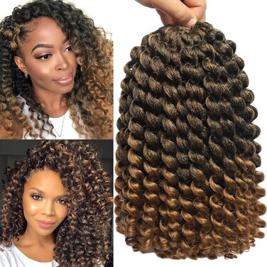 CLIONE 12 Inch 5 Pcs Wand Curl Crochet Hair, Jamaican Bounce, Synthetic Curly Braiding Hair Extensions, T27, 120 grams, Ceramic Heater Surface