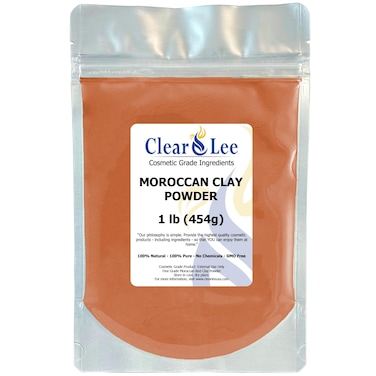 Moroccan Red Clay Cosmetic Grade Powder - 100% Pure Natural Powder - Great For Skin Detox, Rejuvenation, and More - Heal Damaged Skin - DIY Clay Face Mask (1 LB)