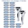 24 Stainless Steel 6 Blade Shaving Razor for Men Beard Mustache- Replaceable Cartridges Blades+ 2 Non-slip Handles- Disposable Reusable Manual Safety Razor Blade