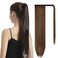 BARSDAR Straight Ponytail Extension - 26 Inch Long Straight Wrap Around Ponytail for Women Clip in Ponytail Hair Extensions Synthetic Brown Hair Pony Tails Hairpieces Daily - Dark Brown &amp; Auburn
