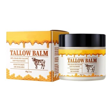 Beef Tallow, Tallow and Honey Cream, Beef Tallow for Skin, Grass-Fed Beef Tallow &amp; Raw Wild Honey Blend, All-Natural Moisturizer for Face &amp; Body
