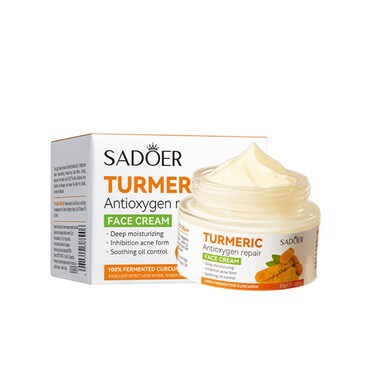 Turmeric Face Cream, Anti-Aging Facial Cream, Turmeric Face Cream with Vitamin C for Hydrating, Firming, Tightening Skin, Natural Turmeric Face Repair Cream for Normal, Dry, Oily &amp; Combination Skin