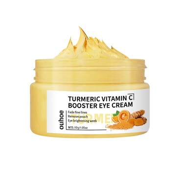 Turmeric + Vitamin C Booster Eye Cream, Brightening and Hydrating Eye Cream, Dark Circle Relief, Elasticity Treatment, Gentle Anti-Aging &amp; Anti-Wrinkle Care