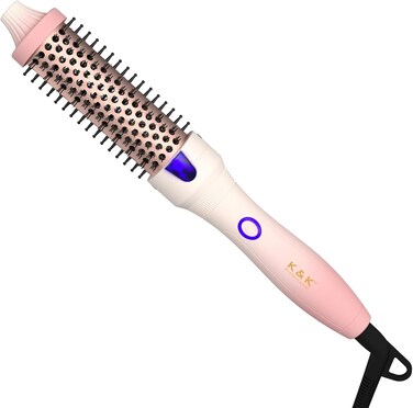 K&amp;K 1.25 Inch Heated Curling Brush with Ceramic Tourmaline Ionic Technology - Volumizing Hot Brush for Root Volume &amp; Loose Curls
