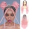 Pink Braid Lace Front Wigs Synthetic Hair Realistic Long Black Ombre Peach Pink Braided Wigs for Black Women Heat Resistant Fiber Hair Replacement Wigs Drag Queen Cosplay Party Braids Wigs 26 Inch
