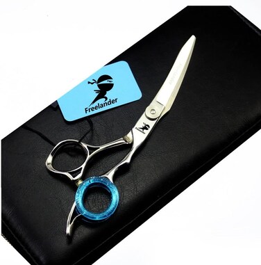 Professional Gold Barber Scissors Salon Hair Cutting Shears Japan Stainless Steel Thinning Scissors Kit with Leather Case (C-Silver)