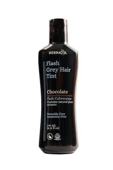 Natural Gray Hair Cover, Chocolate (Brown), Ammonia and Peroxide Free 8.1oz  Herbacol Flash Cubrecanas, Chocolate, Natural Sin Amoniaco ni Peroxidos 240ml