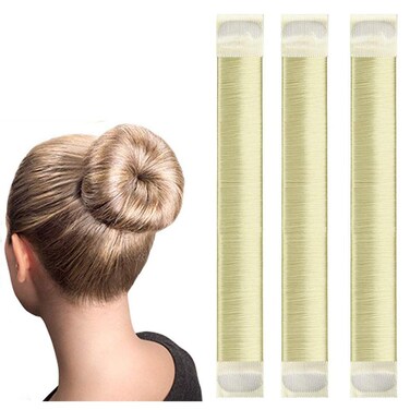 Magic Hair Bun Makers 3 Pcs, LHAAAYF Professional Ballet Bun Shaper Tool - Perfect Donut Bun for Kids and Ballerinas, Easy to Use, Blonde