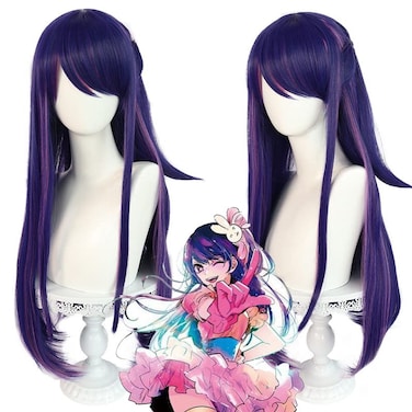 OSHI NO KO Hoshino Ai Cos Wig Purple Long Straight Split Simulated Scalp Long Hair Shape