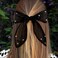 Rhinestone Mesh Tulle Hair Accessories - Large Black Hair Clips, Cute Ribbon Bows with Long Tail for Women, Bridal and Birthdays