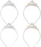 4 Pack Glittering Rhinestone Non-Slip Crown Headbands for Women, Sparkling Crystal Heart Adjustable Wedding Bridal Tiara Headpiece Hair Band for Brides Bridemaids Girls- 2 Gold &amp; 2 Silver