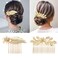 Dazzhues 6 PCS Leaf Hair Combs Wedding Hair Comb Clips Gold Rhinestone Side Comb Wedding Headpiece Hair Accessories for Women Girls Bride Bridesmaid(3 Different Size)