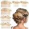 Dazzhues 6 PCS Leaf Hair Combs Wedding Hair Comb Clips Gold Rhinestone Side Comb Wedding Headpiece Hair Accessories for Women Girls Bride Bridesmaid(3 Different Size)