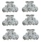 Set of 6 Mini Hair Claws Silvery White Trim Sparkly White Crystals Bridal Claw Clips 6-1-6