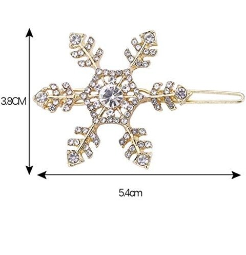 2 Pieces Rhinestone Snowflake Hair Clip Crystals Hairpins Alloy Bobby Pins for Women Girls Hair Accessories (Gold &amp; Silver)