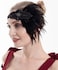 Bridal 1920s Flapper Feather Headband with Stretchy Band Crystal Beaded Black Feather Headpiece Hair Jewelry for Women and Girls