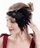 Bridal 1920s Flapper Feather Headband with Stretchy Band Crystal Beaded Black Feather Headpiece Hair Jewelry for Women and Girls