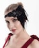 Bridal 1920s Flapper Feather Headband with Stretchy Band Crystal Beaded Black Feather Headpiece Hair Jewelry for Women and Girls