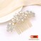 Rose Gold Wedding Hair Comb With Pearls and Crystals Wedding Hair Accessories Bridal Headpiece Or For Parties (Gold)