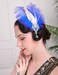Aimimier 1920s Flapper Feather Headband Blue Crystal Tassel Head Chain Headpiece Prom Party Roaring 20s