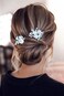 Wedding Hair Clips, Bridal Hair Pins 5 Packs Silver Ceramic Flower Hair Accessories for Brides, Girl, Women, Flower Girl
