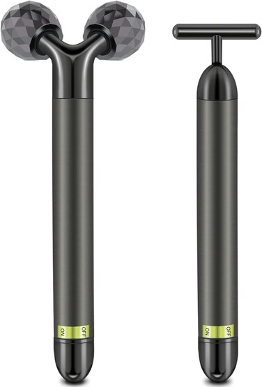 2 in 1 Face Massager Kit Electric 3D Face Roller Massager T Shape Facial Massager Set Skin Massager Tool