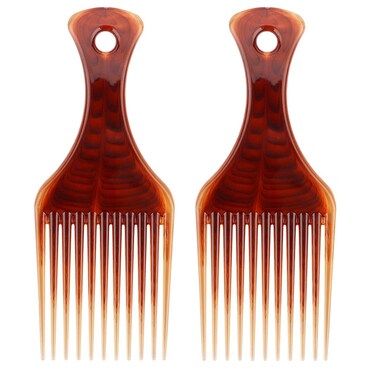 Curly Hair Pick Comb, 2 Pack Smooth Afro Lift Detangle Wide Tooth No Frizz Hair Styling Tool for Men