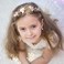 Campsis Flower Girl Headpiece Wedding Head Piece Crystal Pearl Hair Headband First Communion Accessories Tiara for Girls(Gold)