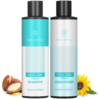 Cali Style Shampoo and Conditioner Set for Dry &amp; Damaged Hair   Vegan Shampoo and Conditioner   Strengthens Hair Fiber   Paraben &amp; Sulfate-Free   Hydrates Hair   Deeply Cleanses &amp; Detangles (16.9 Oz)