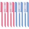 10 Pieces Eyebrow Razor for Women Facial Shaver Razor Brow Shaper Eyebrow Trimmer Dermaplaner Shaping Tool with Cover (Pink, Blue)