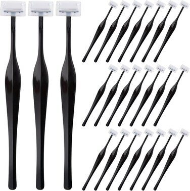 PAGOW 24pcs Eyebrow Razor, T-Shape Facial Razors for Women &amp; Men, Eyebrow Shaper and Shaver with Protective Cover, Eyebrow Trimmer Kit for Face and Eye Brow (Black)