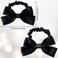 PAGOW 4 Pcs Bow Elastic Hair Ties, Sweet Bowknot Scrunchies, Satin Elastic Hair Bands, Cute Hair Accessories for Women Girls, Ponytail Holder Hair Ties for Thick Thin Hair (Black, Beige)