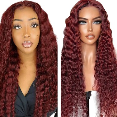 #33 Reddish Brown Water Wave Lace Front Wigs Human Hair Glueless 4X1 Hd Transparent Lace Closure Wig Pre Plucked With Baby Hair 150% Density Chestnut Brown Wig Human Hair 30 Inch