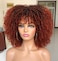 14inch Curly Afro Wigs for Black Women Short Kinky Curly Wigs with Bangs Black To Copper Afro Hair Synthetic Fibre Wigs BLACK R
