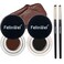 2Pcs Gel Eyeliner and Eyebrow Pomade Cream with 2 Brushes Waterproof Long Lasting, Black and Brown