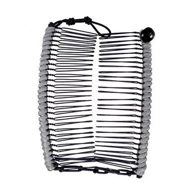 Hairzing Clip   Stretchy Hair Accessory for Women - Snug &amp; Comfortable Banana Hair Comb for Thick, Thin, and Curly Styles - All-Day Hold (Medium, Silver)