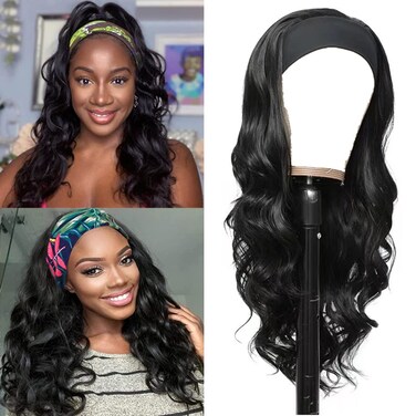 Headband Wig Human Hair Body Wave Curly Glueless Wigs for Black Women Brazilian Virgin Hair None Lace Front Wigs Natural Hair Wigs Half Wig Head Band Long Wavy Wigs 150% Density