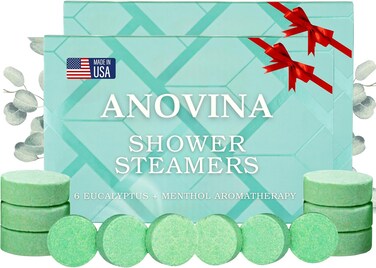 Anovina 12XL Eucalyptus Shower Steamers &ndash; Made in USA with Menthol for Aromatherapy. A Perfect Valentine's Gift for Women &amp; Men to Enjoy a Spa-Like Shower Experience!