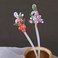 2 Pcs 7inch Rabithenn Chinese Style Hair Sticks Peach and Flower Retro Hanfu Flower Decor with Tassel Handmade Hairpin Hair Accessories for Women Long Hair (Flower C)