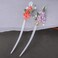 2 Pcs 7inch Rabithenn Chinese Style Hair Sticks Peach and Flower Retro Hanfu Flower Decor with Tassel Handmade Hairpin Hair Accessories for Women Long Hair (Flower C)