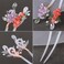 2 Pcs 7inch Rabithenn Chinese Style Hair Sticks Peach and Flower Retro Hanfu Flower Decor with Tassel Handmade Hairpin Hair Accessories for Women Long Hair (Flower C)