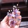 1 Pcs 6inch Rabithenn Purple flower vine Barrettes for Women Chinese Hanfu Classic Acrylic Resin Pearl Hair Clips Flower with Metal Handmade Hair Accessories for Women Girls Long Hair (Purple)
