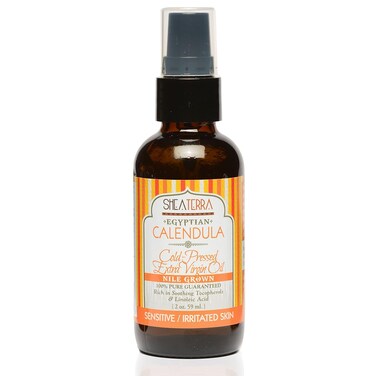 Shea Terra Egyptian Calendula Cold-Pressed Extra Virgin Oil   All Natural &amp; Organic Oil Packed with Skin-Calming and Purifying Properties to Soothe Irritated, Weathered &amp; Sun-Burned Skin &ndash; 2 oz