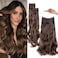 Upgrade Invisible Halo Hair Extensions with 3 PCS Set Headband Adjustable Long Wavy Secret Dark Brown Wire Hair Extensions for Women