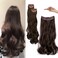 Upgrade Invisible Halo Hair Extensions with 3 PCS Set Headband Adjustable Long Wavy Secret Dark Brown Mix Light Auburn Hair Extensions for Women